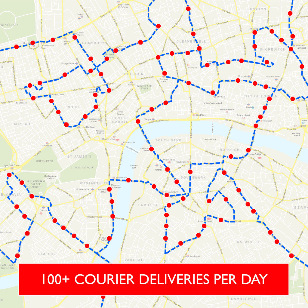 Courier van route map